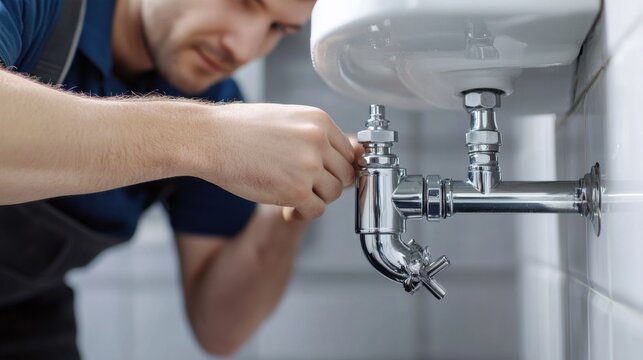 Plumber installing bathroom sink. Featuring plumbing and home renovation