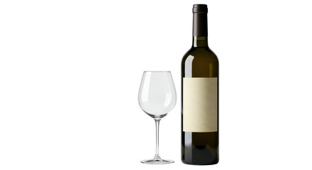 Isolated Wine Bottle and Glass