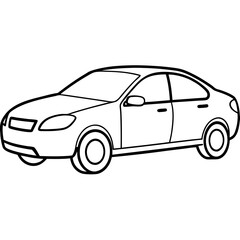 Fototapeta premium Sleek Car Outline: Vector Art, Black, Elegant Design for Automotive Logos, Branding, and 