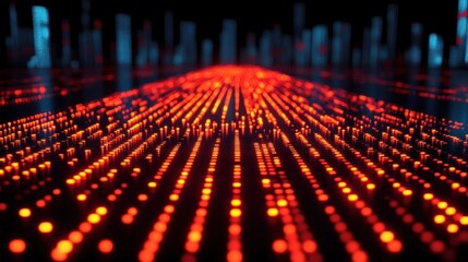 Fototapeta premium Digital Cityscape: A Futuristic Data Stream