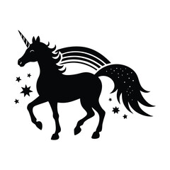 Obraz premium A unicorn silhouette in a rainbow splash on white background