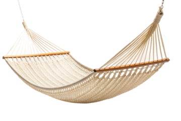 Relaxing in a natural fiber hammock for outdoor leisure and comfort during warm summer days