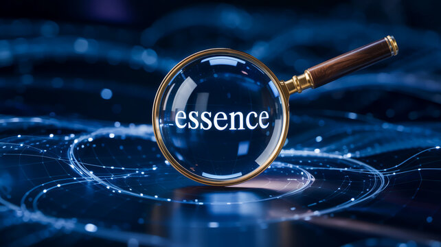 Magnifying glass filtering through data discovering essence and valuable insights from noise