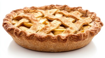 Delicious Apple Pie with Golden Crust and Lattice Top Design