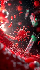 Virus attack with vaccine injection.