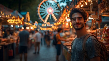 Obraz premium Smiling Man at Evening Festival