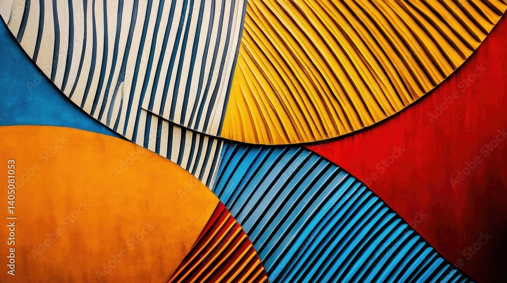 Aufkleber vibrant abstract pattern with curved lines and bold colors