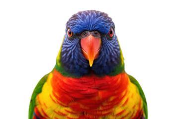 Colorful parrot portrait showcasing vibrant feathers and unique facial features for wildlife education, nature resources, and decor