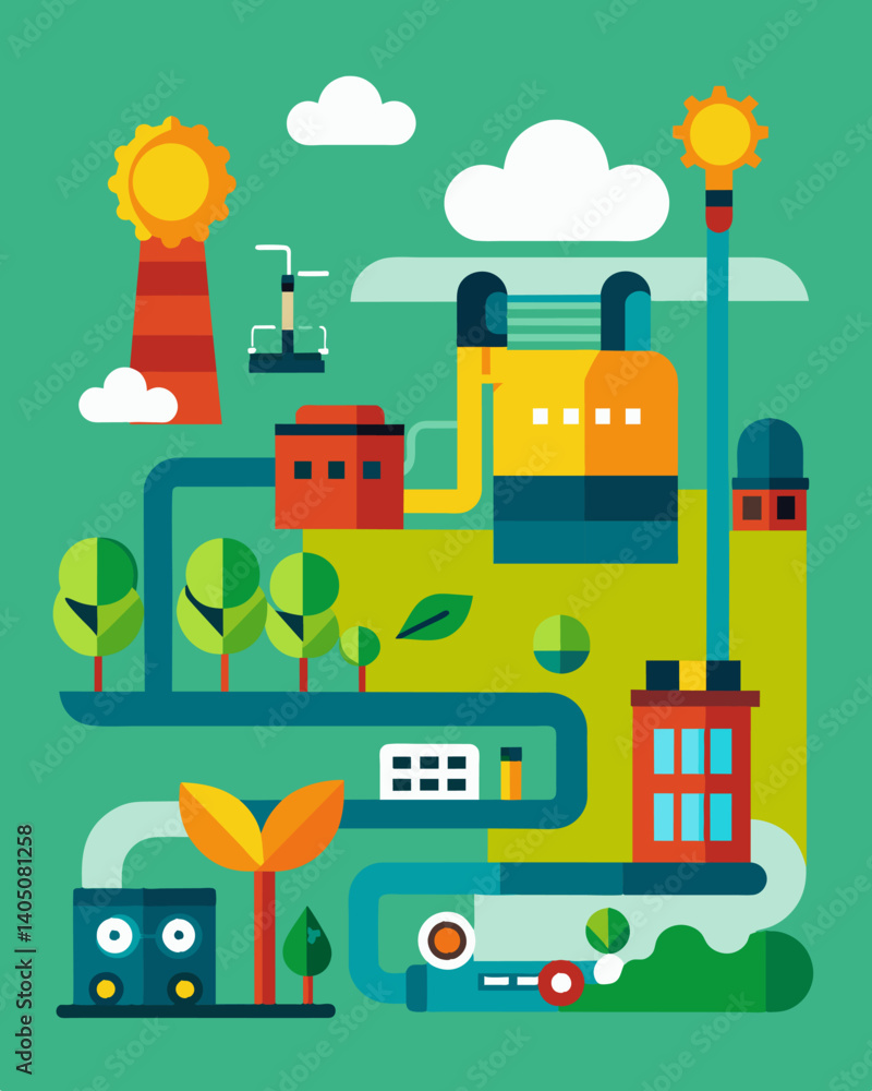 Poster a production line that prioritizes energyefficient processes reducing carbon emissions and minimizin