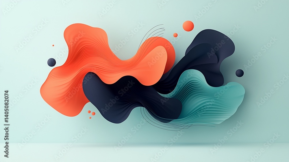 Poster abstract fluid shapes in soft colors