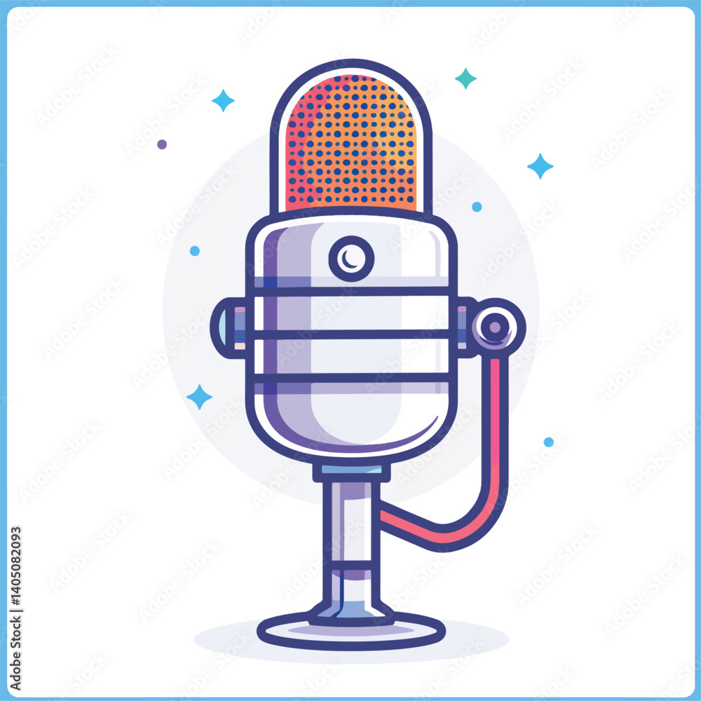 Fototapete 2d microphone web icon in line style