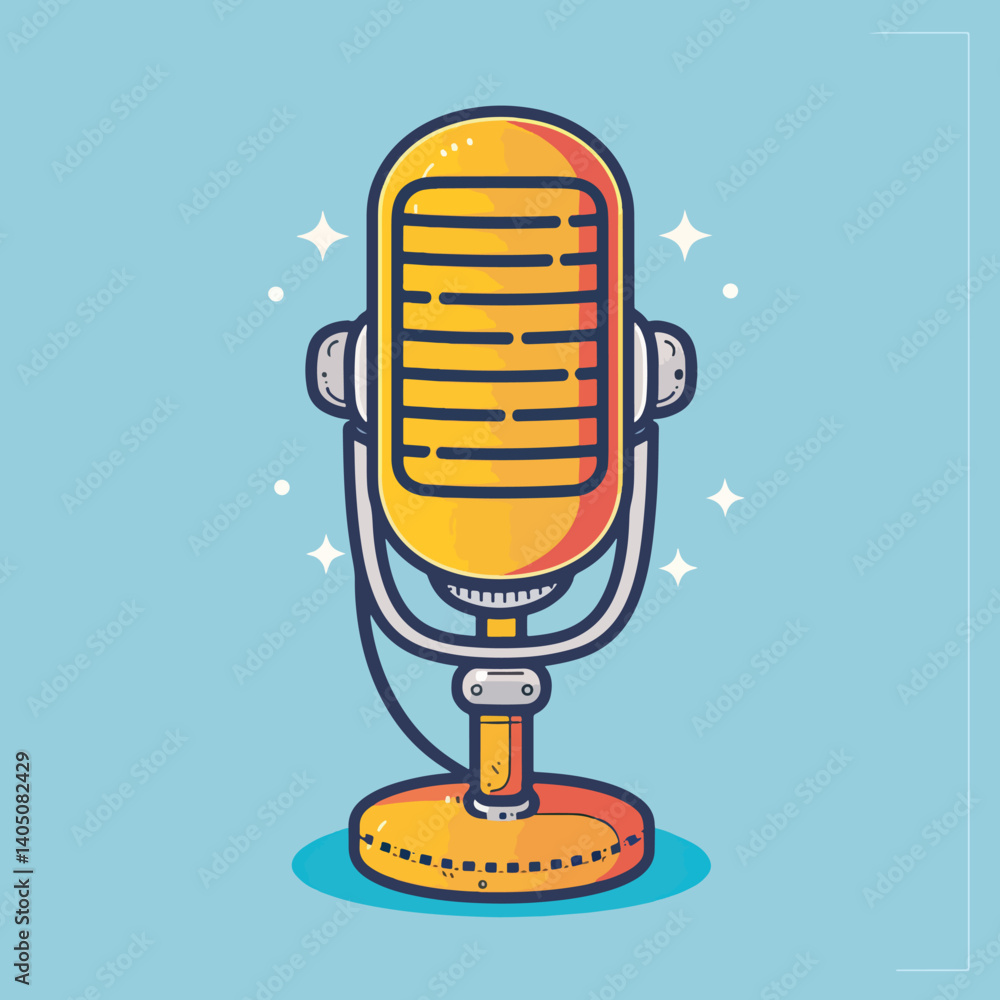 Fototapete 2d microphone web icon in line style