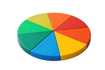 Fototapeta premium Colorful pie chart made of geometric wooden pieces for educational purposes in learning environments