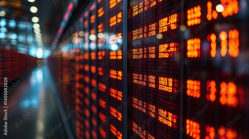 Poster illuminated stock exchange numbers display