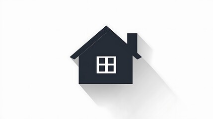 Obraz premium Simple House Icon With Long Shadow On White Background Minimalist Design