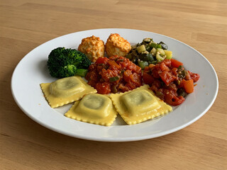 image of Ravioli, Foods on a white plate.