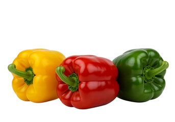 yellow, red and green bell peppers isolated on transparent background