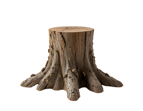 Aged and Decayed Tree Stump – High-Resolution Cutout PNG on Transparent Background