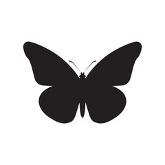 Elegant Monarch butterfly silhouette with rounded wings and delicate antennae. Perfect for nature-themed designs, logos, stickers, or creative art compositions.