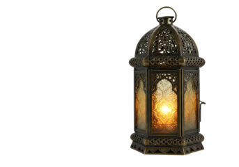 Ornate Moroccan Lantern Ramadan Decor isolated on transparent background