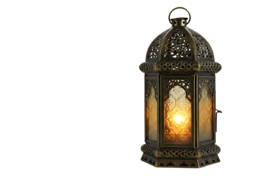 Ornate Moroccan Lantern Ramadan Decor isolated on transparent background