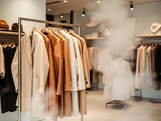 Fashionable jackets on display in clothing store