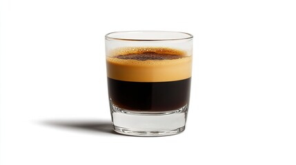 Elegant Espresso Layered Drink in Clear Glass with Creamy Foam