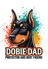 Doberman Pinscher, SVG File, PNG File, Print on Demand, T-shirt, Mugs, Hoodie, Stickers, Posters, Wall Frame, Dog Lover