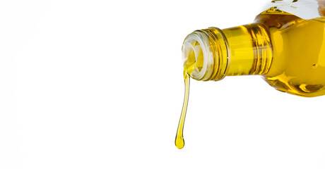 Organic olive oil on white background	