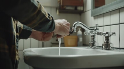 Plumber installing new pipes under a bathroom sink. Featuring pipe installation and plumbing skills