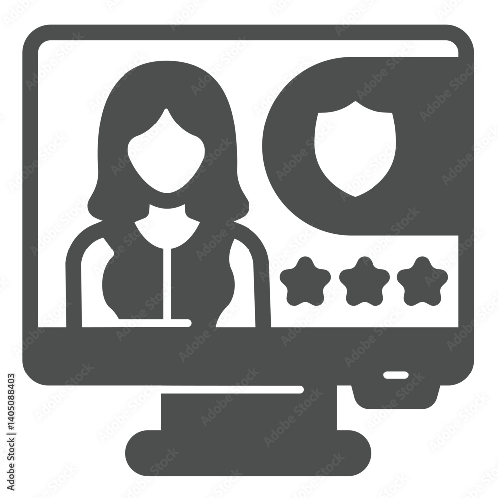 Poster monitor with candidate rating solid icon, design recruitment concept. vector graphics. display with 