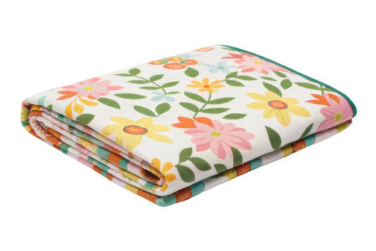 Colorful floral blanket perfect for picnics and outdoor gatherings during summer days