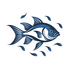 Fototapeta premium Stylized Blue Fish Illustration