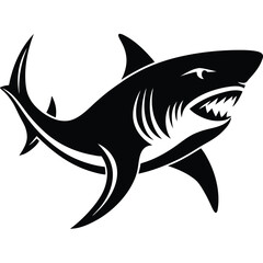 Blue shark vector illustration swimming underwater marine predator