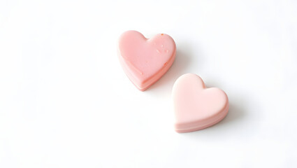 Obraz premium Delicate Pink Heart-Shaped Candies A Sweet Valentine's Day Treat