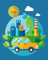 Naklejka premium In an effort to promote sustainable transportation a government implements regulations that require car manufacturers to meet certain fuel efficiency standards.. Vector illustration