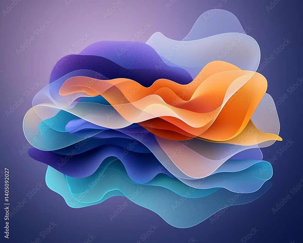 Poster abstract layered shapes in vibrant colors