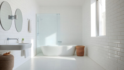 Serene White Bathroom Interior Design Minimalist & Modern