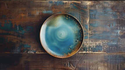 Teal polished round decorative object closeup