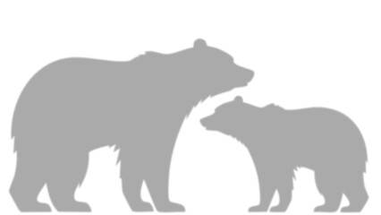 Silhouettes d'ours gris en PNG transparent : mère ours et son petit, motif animalier pour design et superposition facile