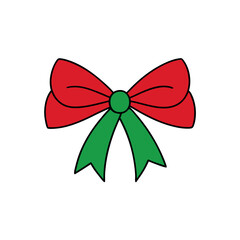 red bow with green ribbon