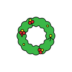 christmas wreath on white background