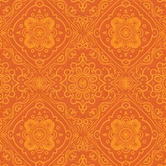 Seamless traditional fabric pattern with intricate timeless designs.