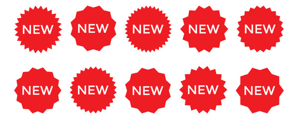 Starburst sale price stickers and labels, star and rosette, sunburst, callout and splash, stamp and tag badges. Isolated vector circle and oval red stickers of vector illustration.