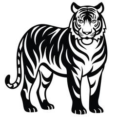 Wild feline vector illustration of a tiger silhouette