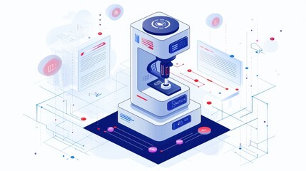 Power tool operation industrial workspace isometric line art digital environment technical design concept