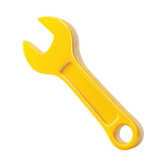 Yellow wrench isolated on white. Tool for repair and construction.