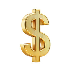 Obraz premium Golden dollar sign on white background. Symbol of wealth, finance, and currency.