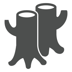 Tree stumps with branches solid icon, forestry concept. Vector graphics. Stumps, firewood sign on white background, glyph style icon for mobile or web design.