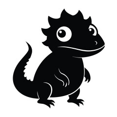 Cute Black Silhouette Lizard Cartoon